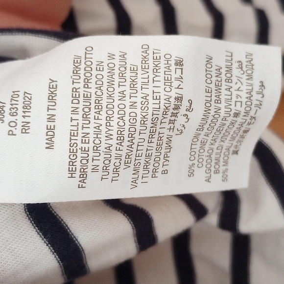 Boden Breton Striped longe-sleeve T-shirt Navy white stripes ruched shoulder - Picture 3 of 4